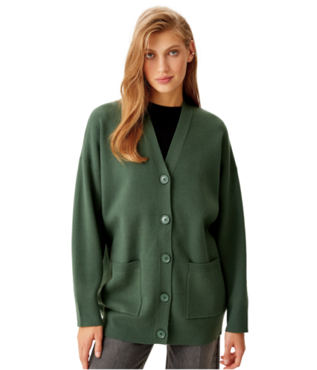 Green Women's Cardigan With Pockets